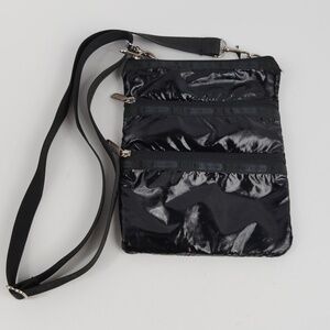 Lesportsac Shiny Black Crossbody Bag
